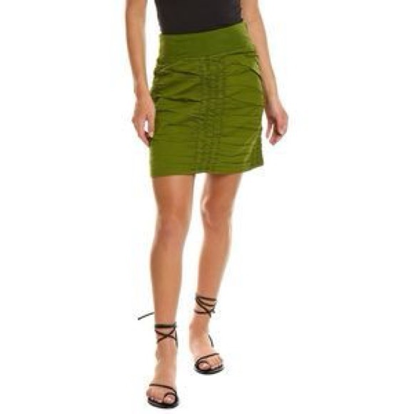 XCVI Olive Ruched Mini Skirt - Picture 2 of 4